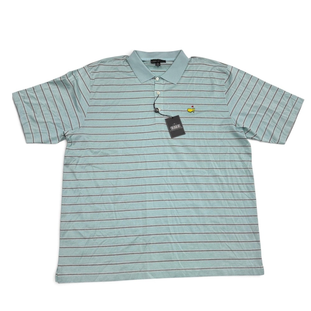 Masters Clubhouse Collection Polo Shirt Mens XXL Blue Striped Cotton Italy NWT